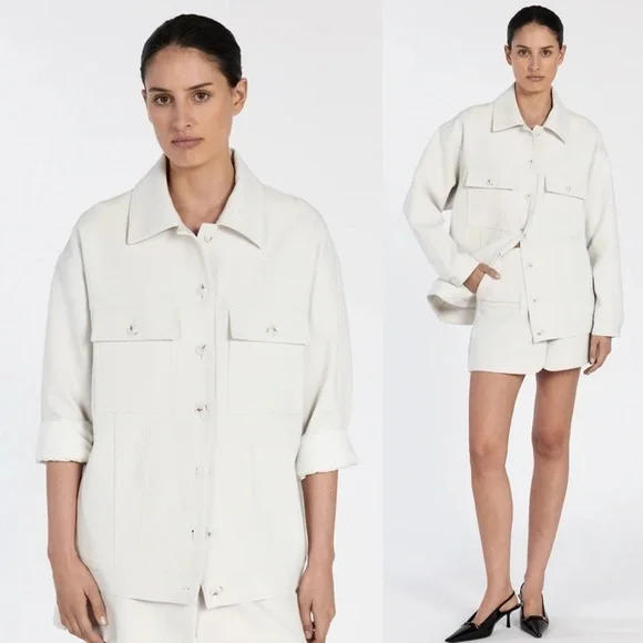 NEW! Dissh- Oversized Jil Silver Tailored Trucker Jacket Light Jacket Size US 2